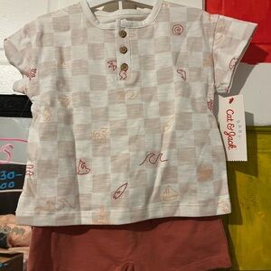 Cat & Jack Kids' White and Orange Patterned Tee